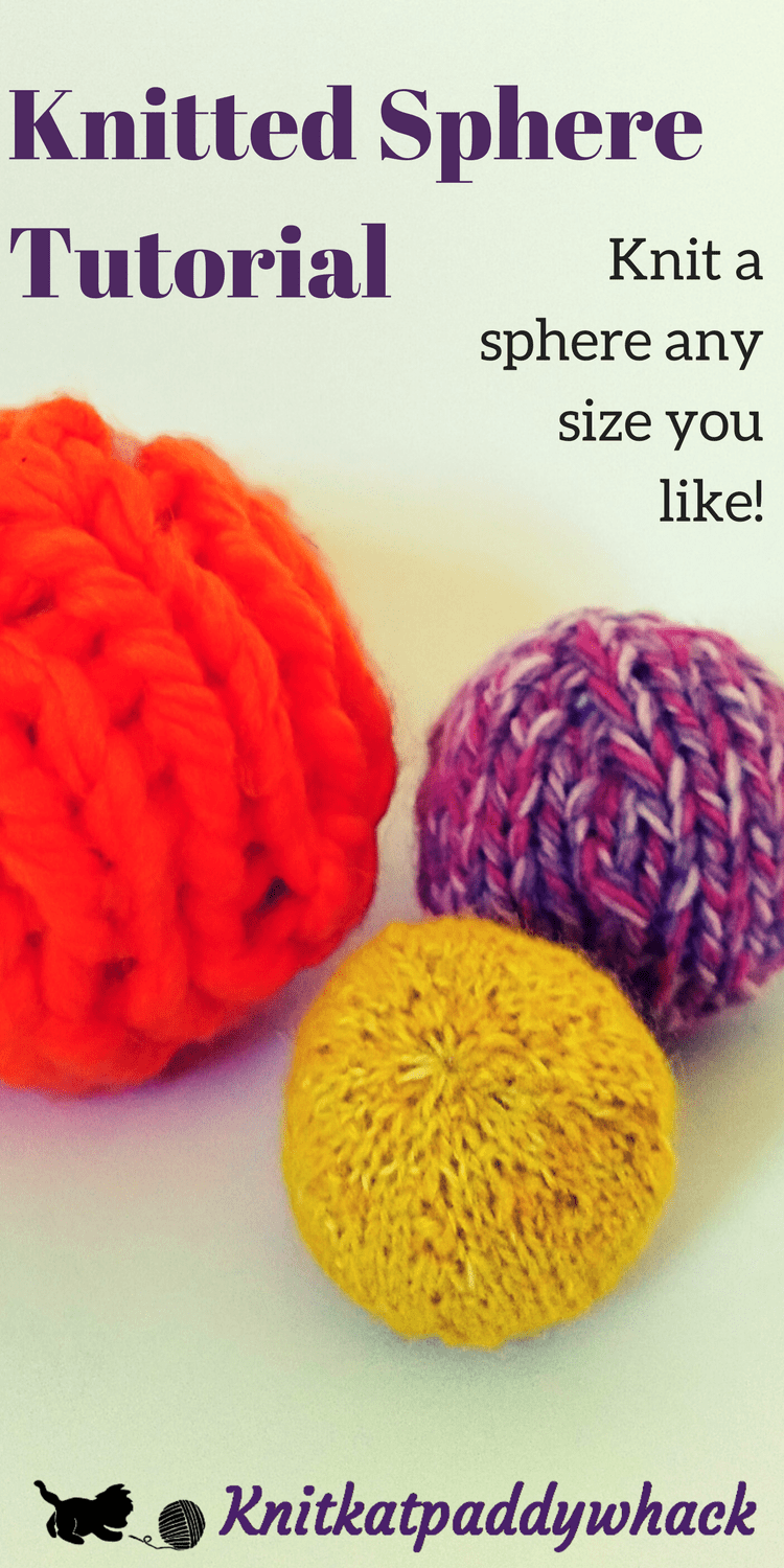 Knitted Sphere Tutorial Image with text